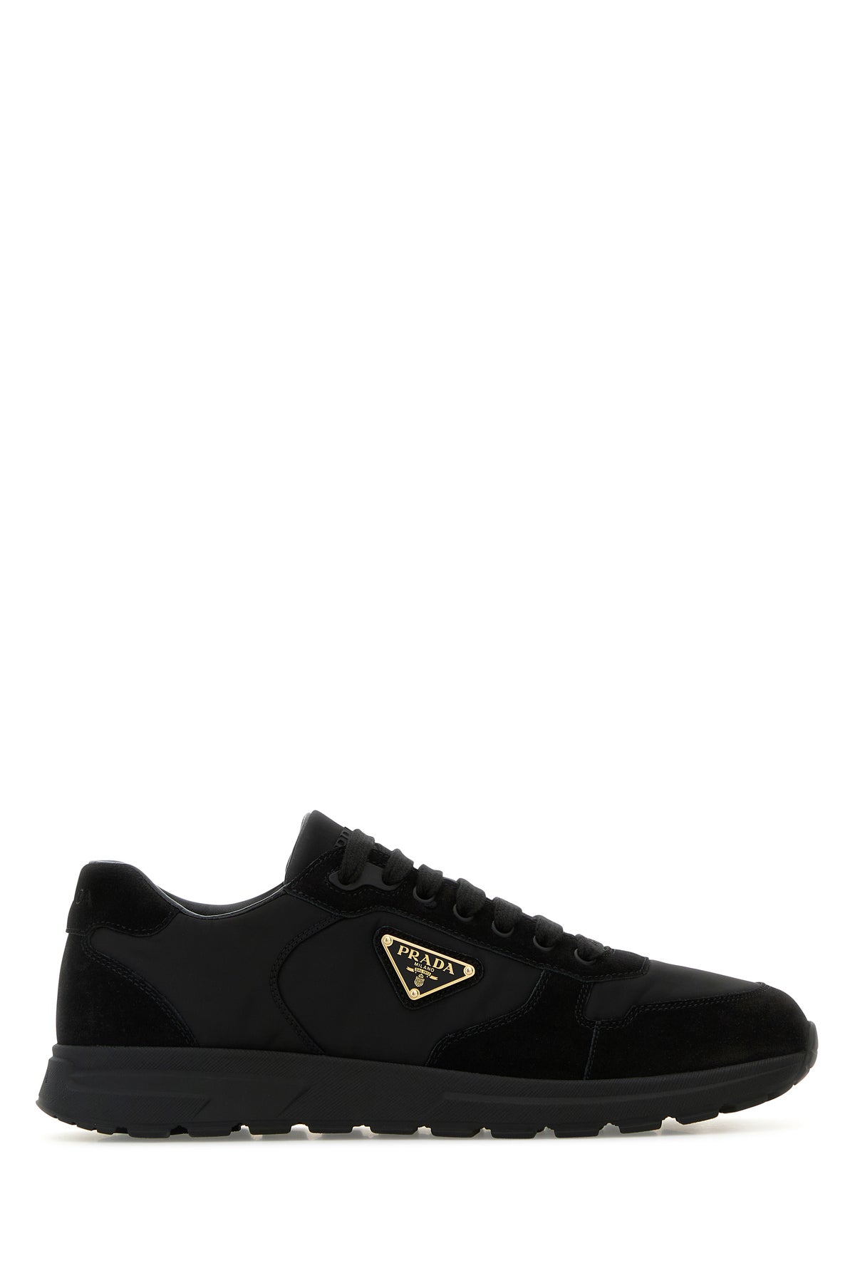 Prada Sneakers Prax nere in Re-Nylon e pelle scamosciata