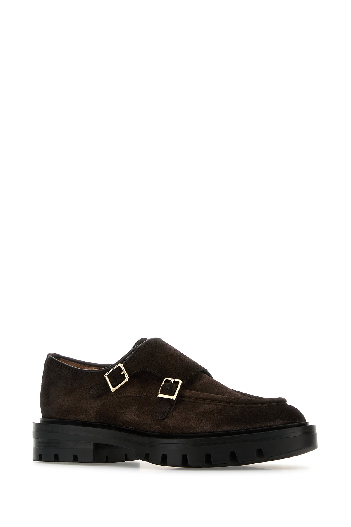 SANTONI Mocassini in pelle scamosciata marrone, view 2