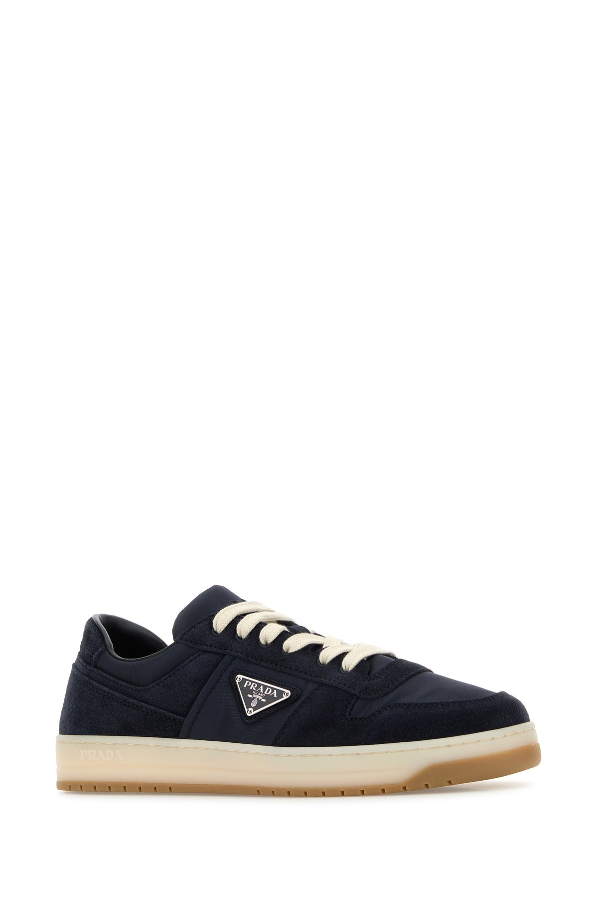 Prada Sneakers Downtown blu navy in tela e pelle scamosciata, view 2