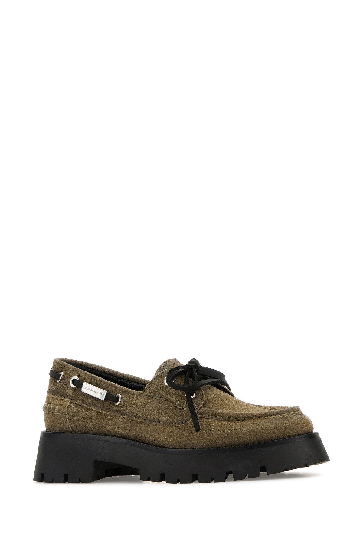 ALEXANDER WANG Mocassini Carson in pelle scamosciata kaki, view 2