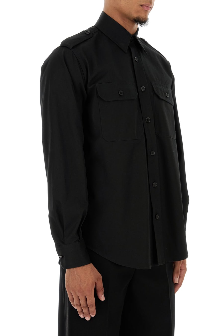 Alexander McQueen Camicia in cotone nero, view 3
