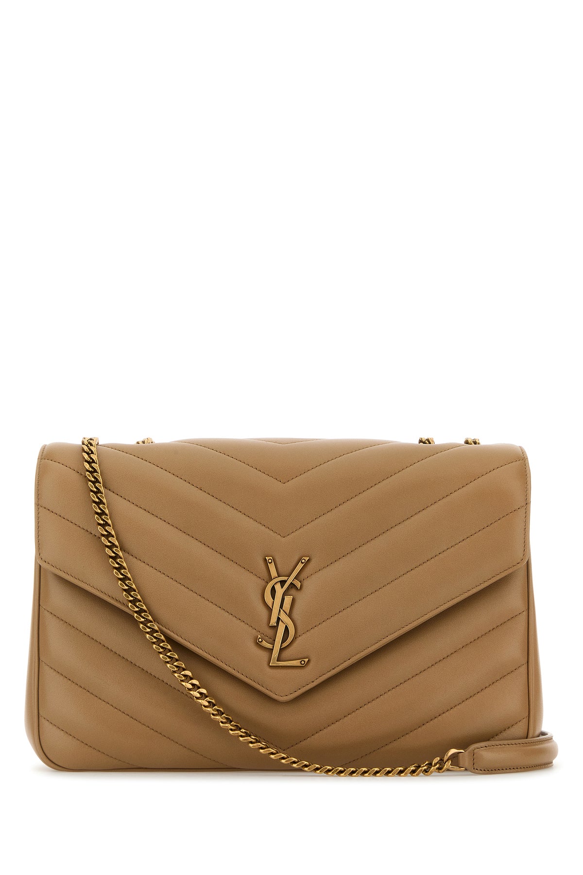 Saint Laurent Borsa a spalla Lou Lou grande in pelle cammello