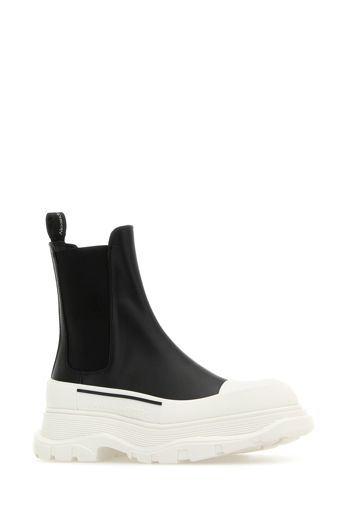 Alexander McQueen Stivaletti Tread Slick in nappa nera, view 2