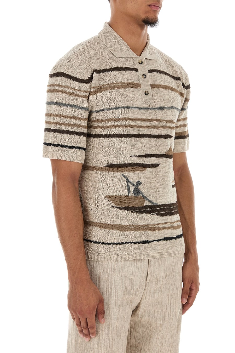 Bottega Veneta Polo in misto cotone ricamato, view 3