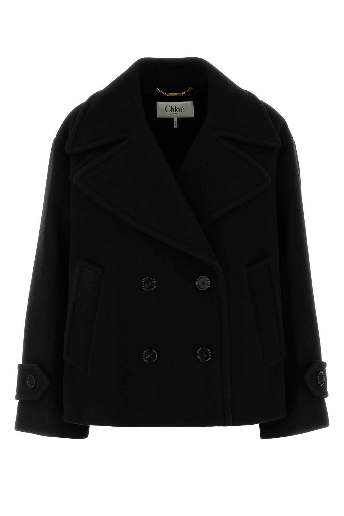 Chloé Cappotto in misto lana nera