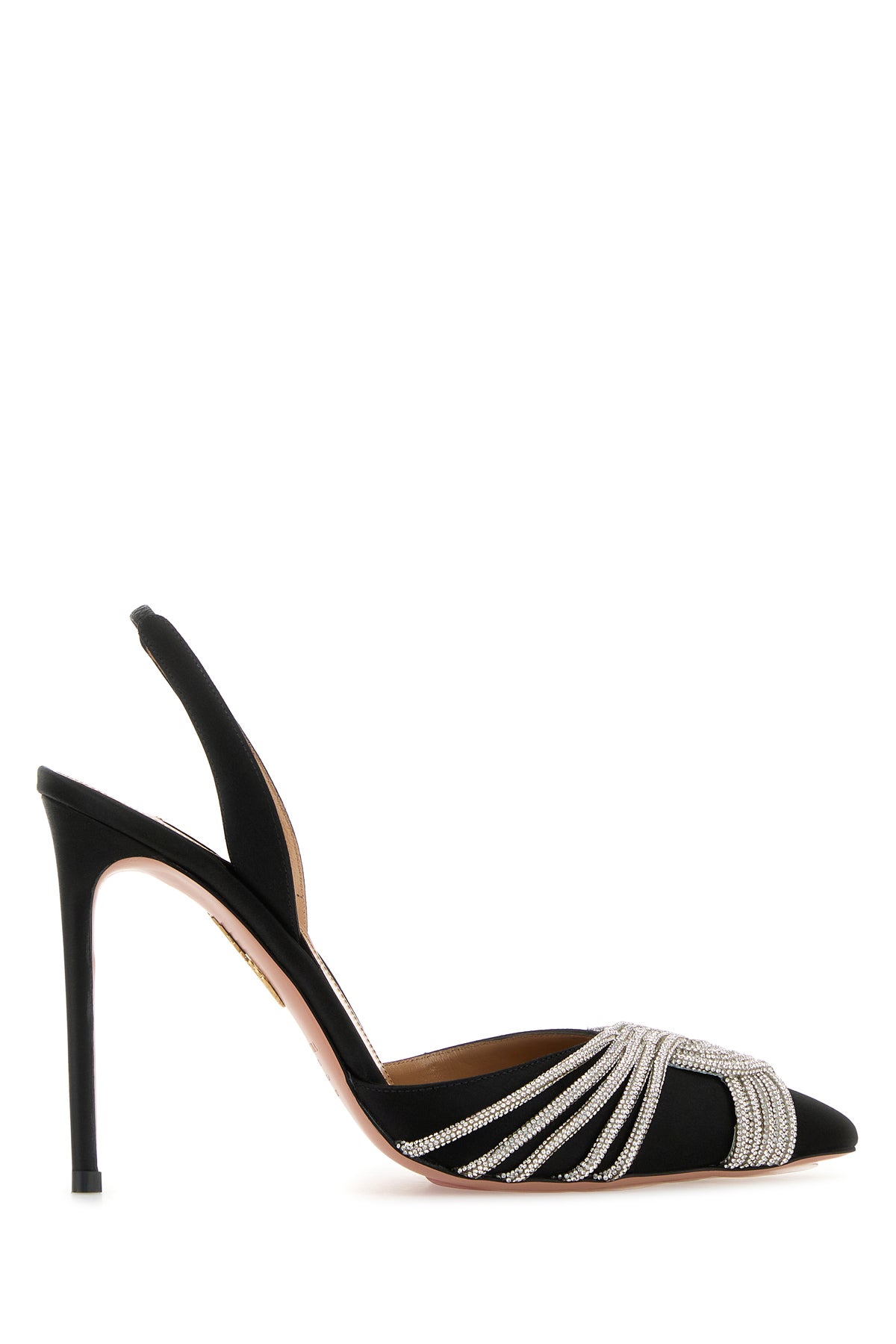 AQUAZZURA Scarpe con tacco Gatsby Sling 105 in raso nero