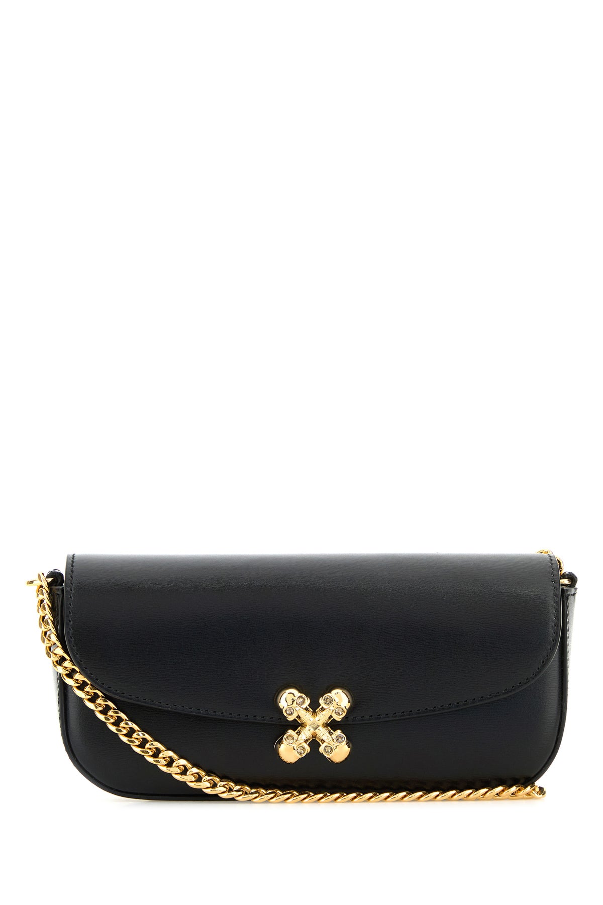 Alexander McQueen Borsa a tracolla Skull Flower piccola in pelle nera