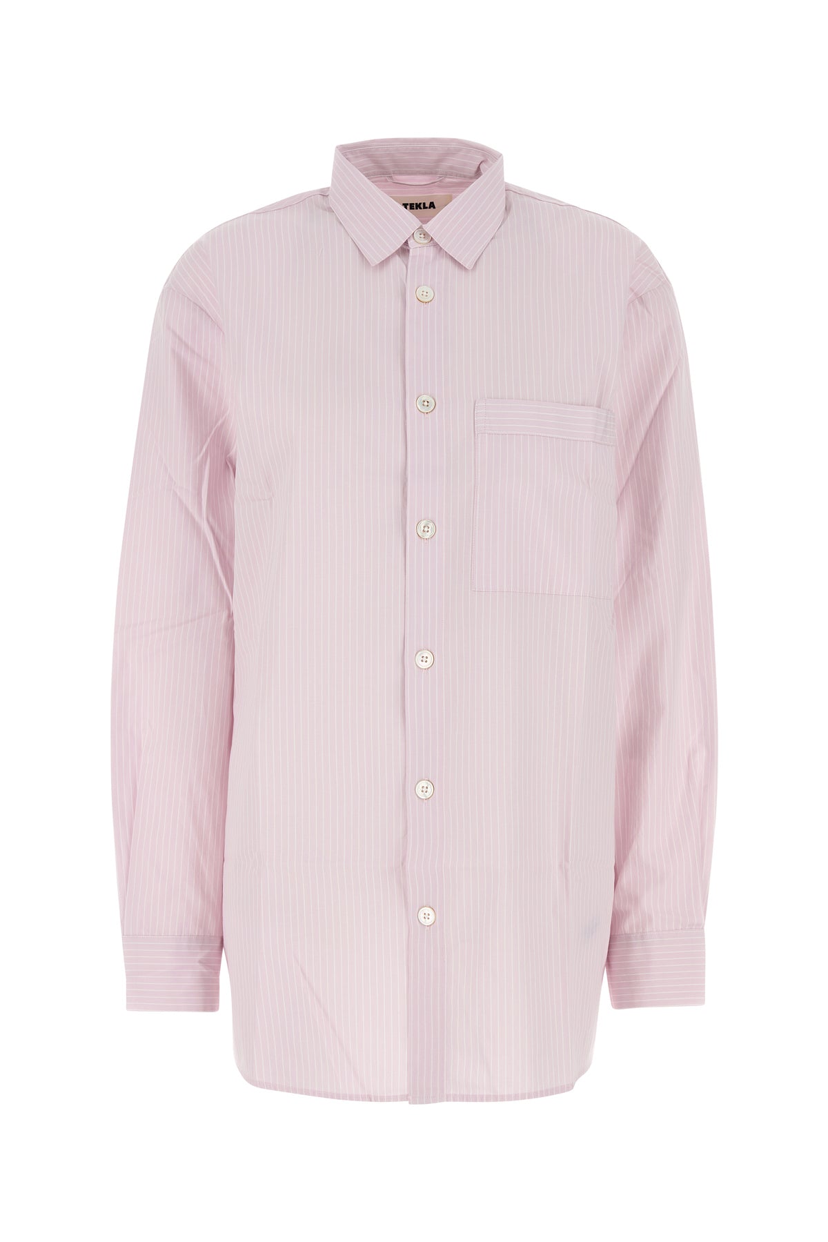 TEKLA Camicia pigiama oversize in popeline ricamato