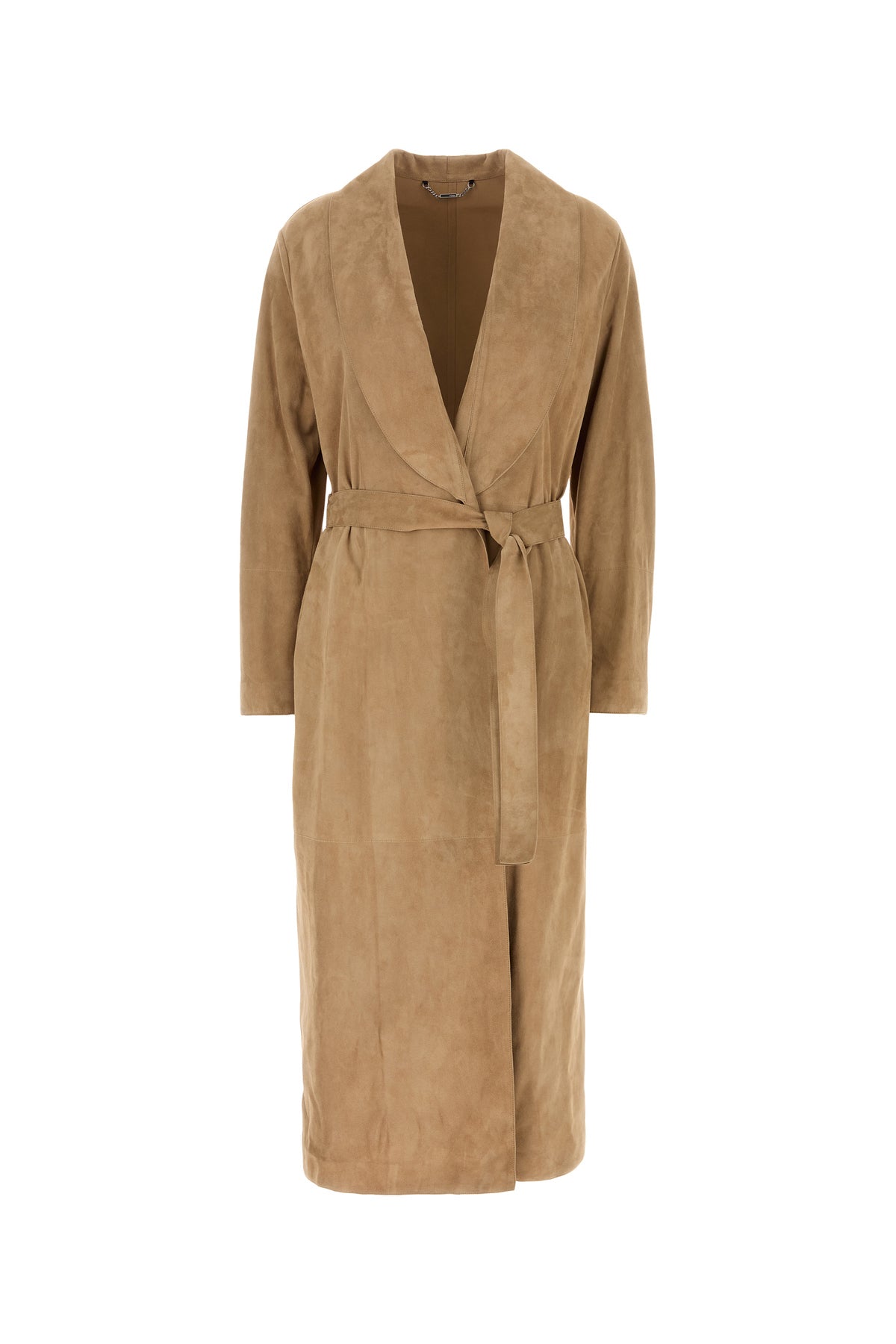 Fendi Cappotto in pelle scamosciata cammello