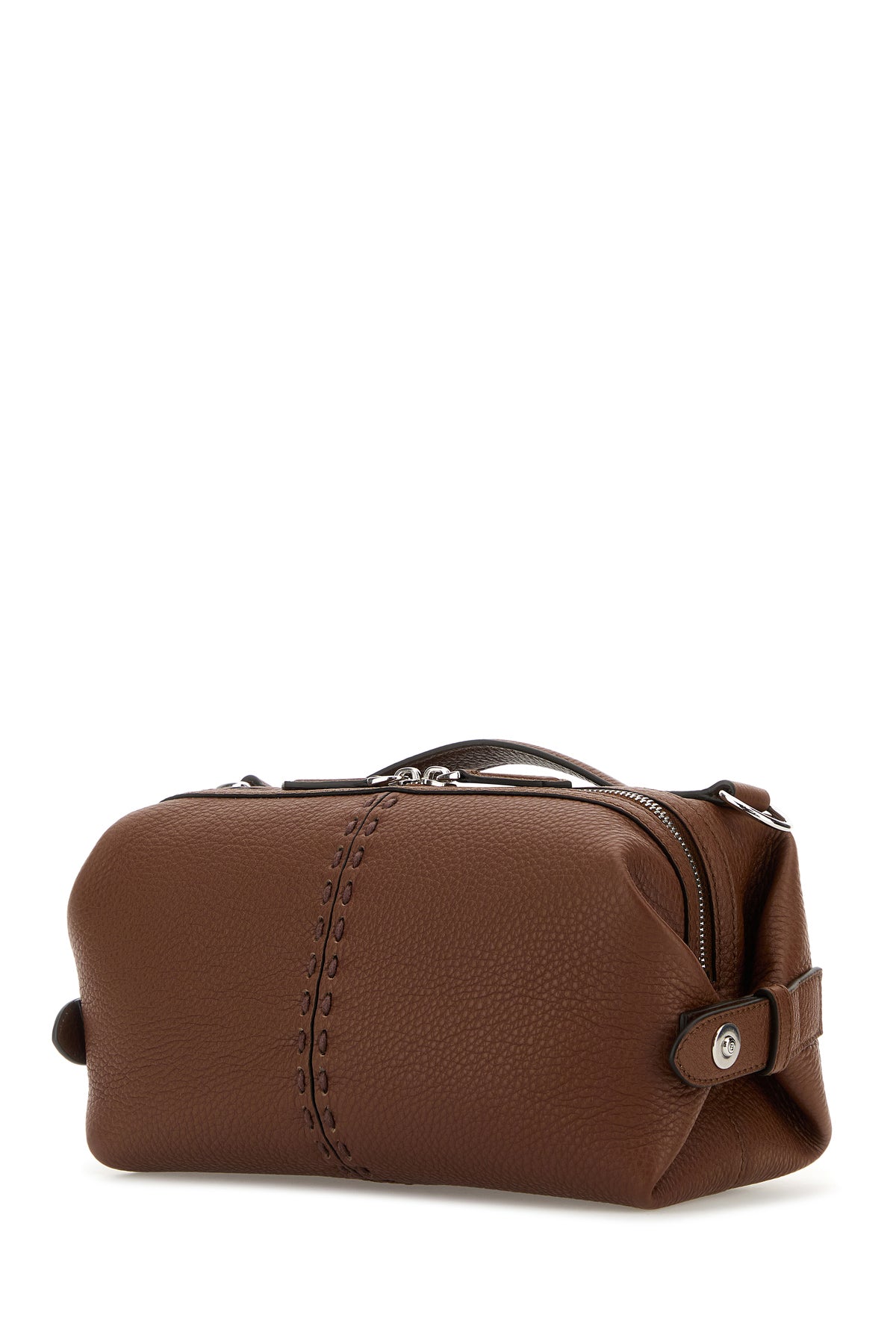 Fendi Borsa a mano Fendi Siesta FF Selleria piccola in pelle marrone, view 2