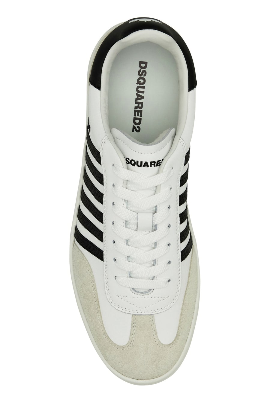 Dsquared2 Sneakers Boxer in pelle bianca, view 4