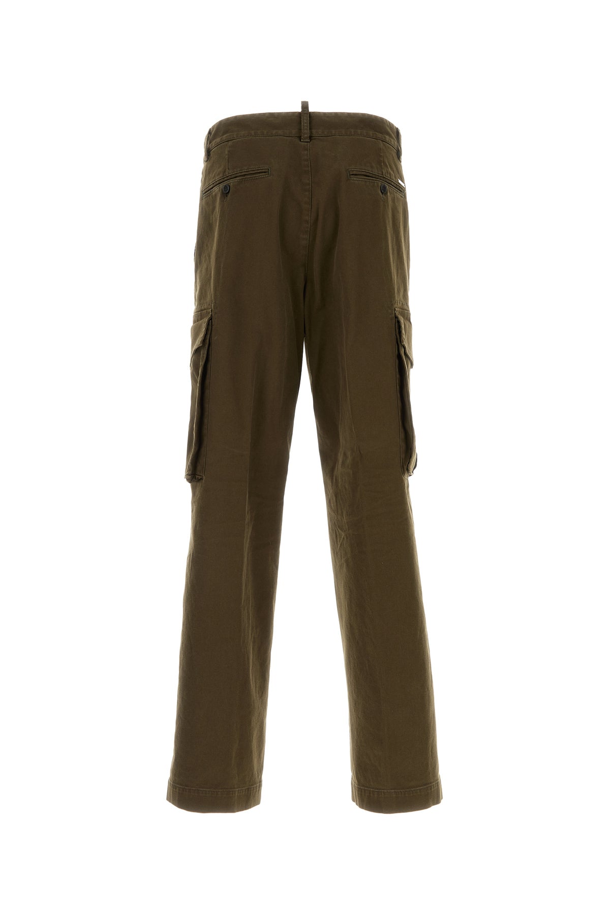 Dsquared2 Pantalone cargo Loose in cotone stretch verde oliva, view 2