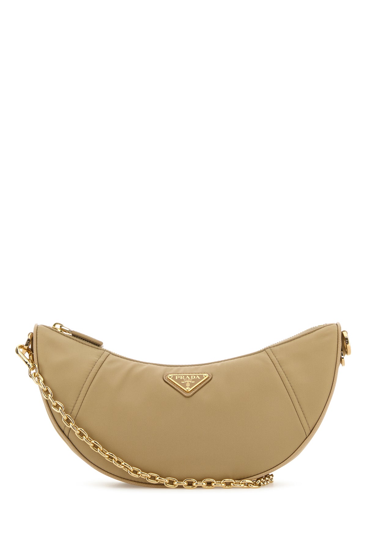 Prada Borsa a spalla Prada Demi-lune in Re-Nylon beige