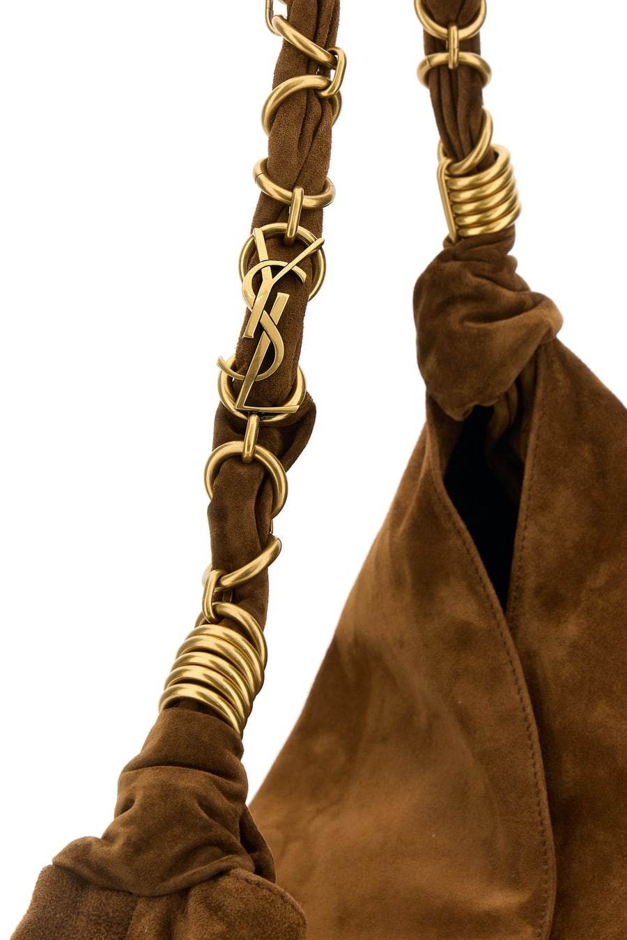 Saint Laurent Borsa shopping Amalia in pelle scamosciata caramello, view 4