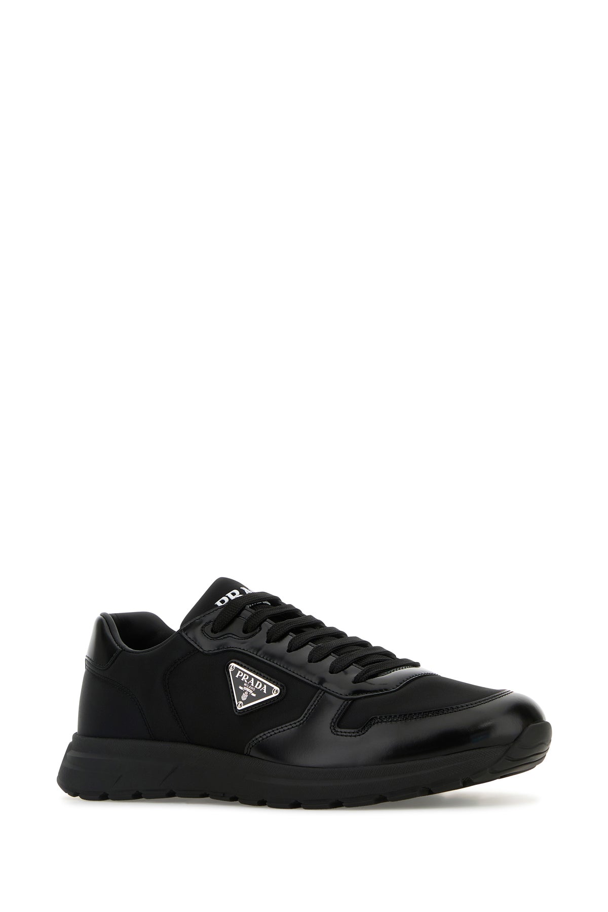 Prada Sneakers Prax 2.0 nere in nylon e pelle, view 2