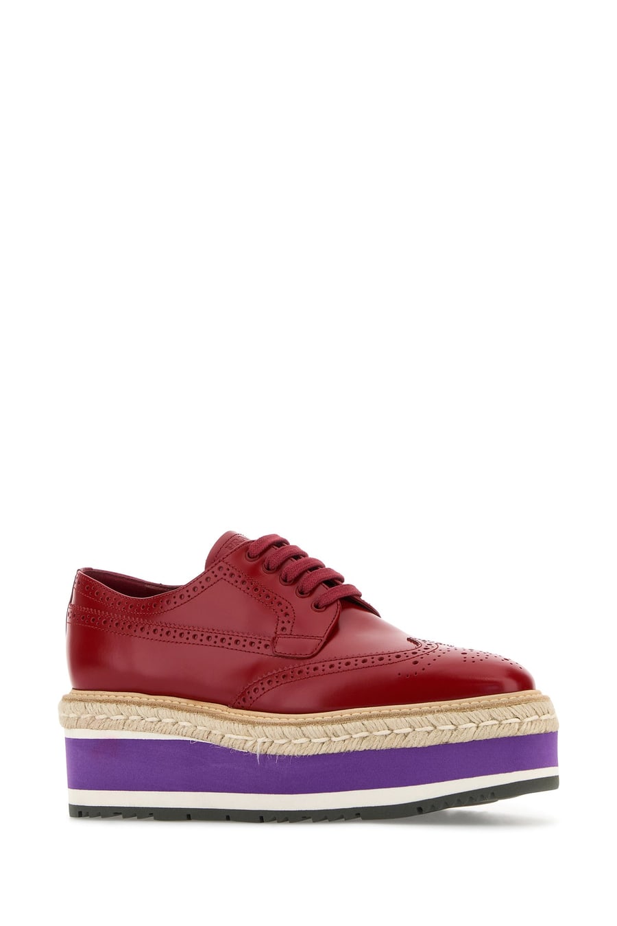 Prada Scarpe stringate in pelle rossa, view 2