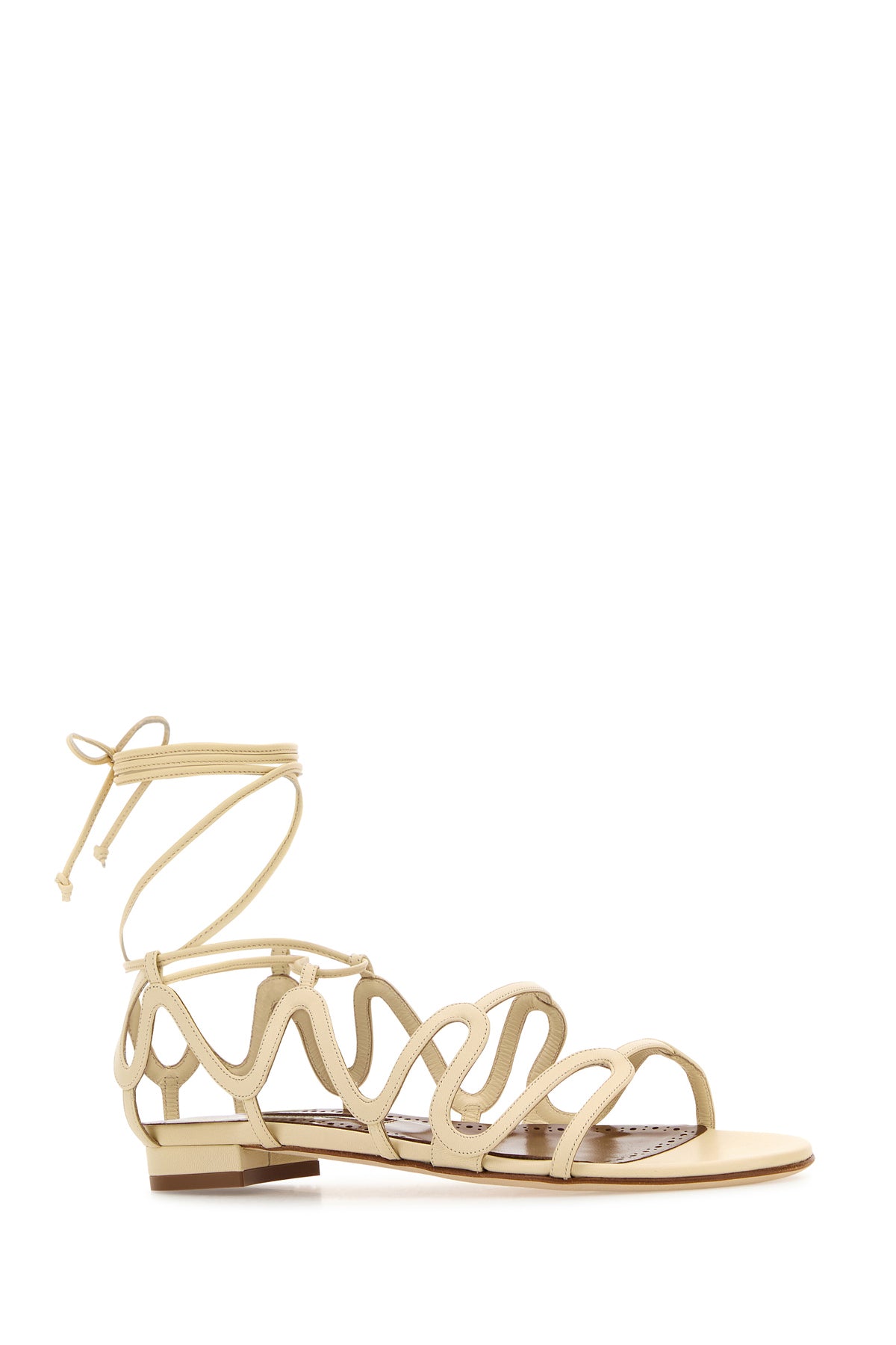 MANOLO BLAHNIK Sandali Fawda in pelle crema, view 2
