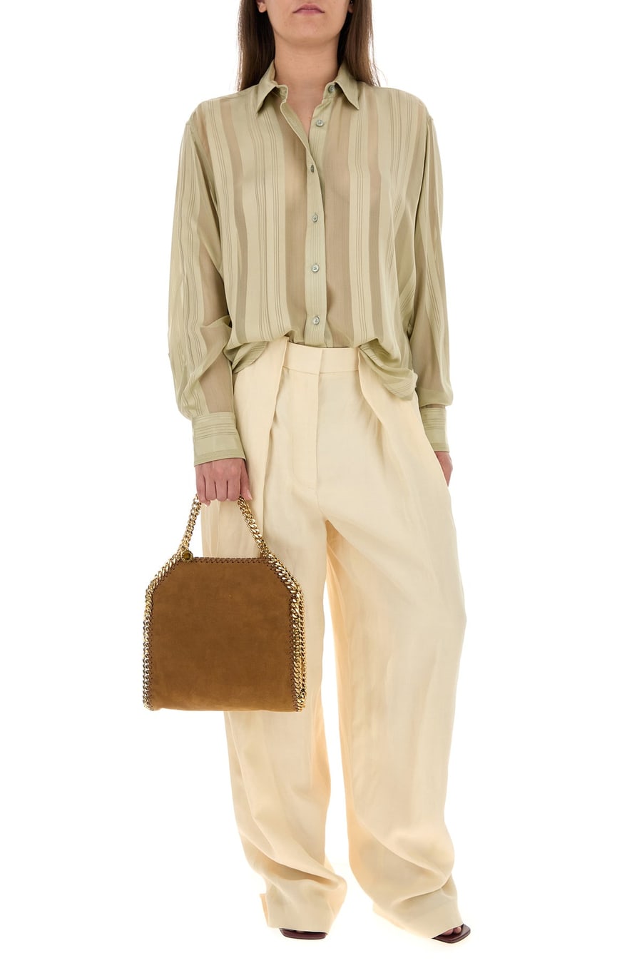 Stella McCartney Camicia in seta kaki, view 6
