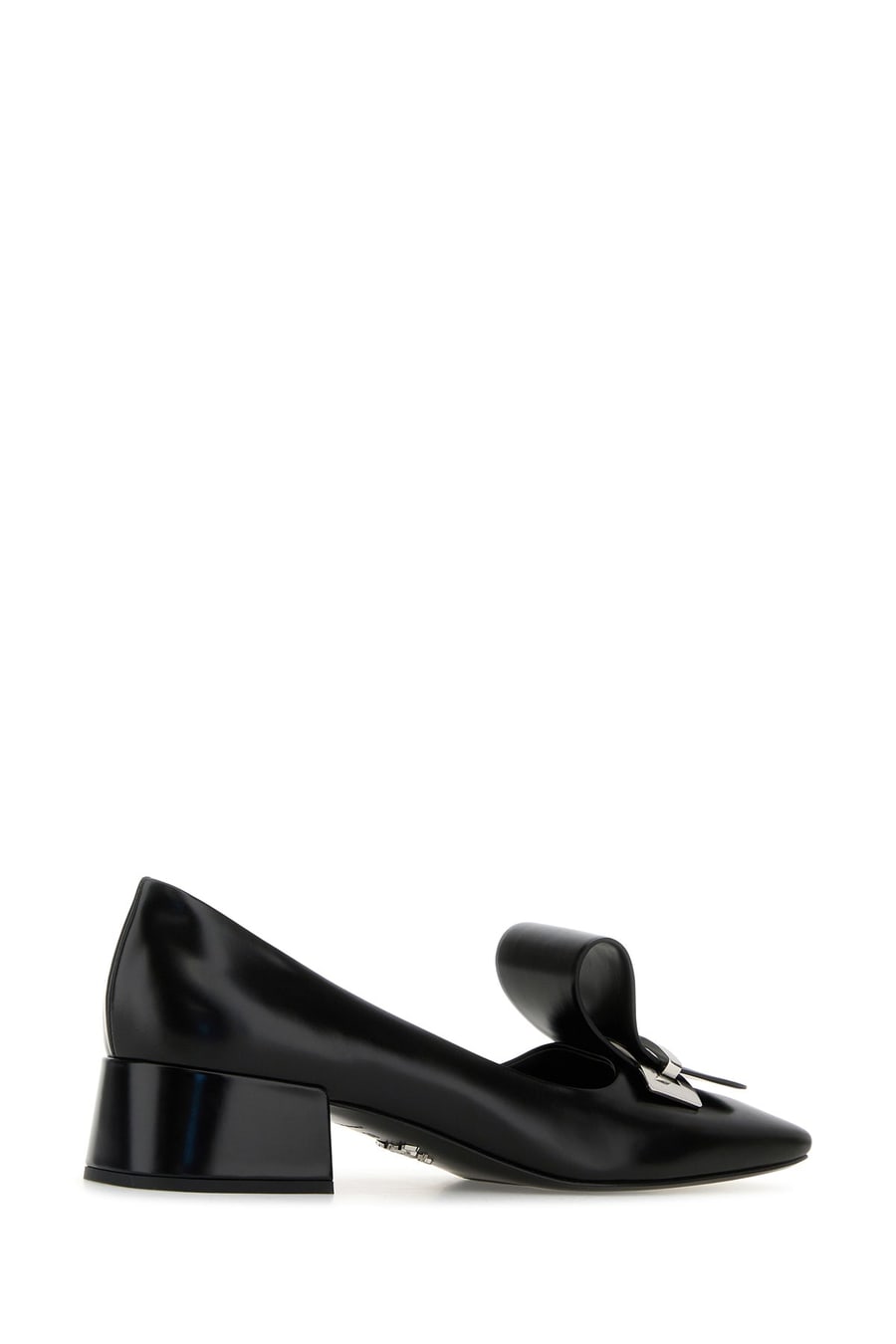 Prada Scarpe con tacco in pelle nera, view 3