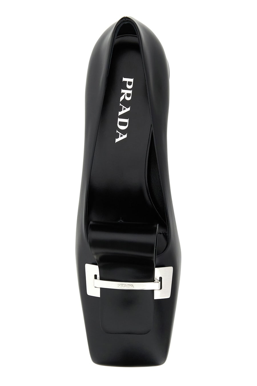 Prada Scarpe con tacco in pelle nera, view 4