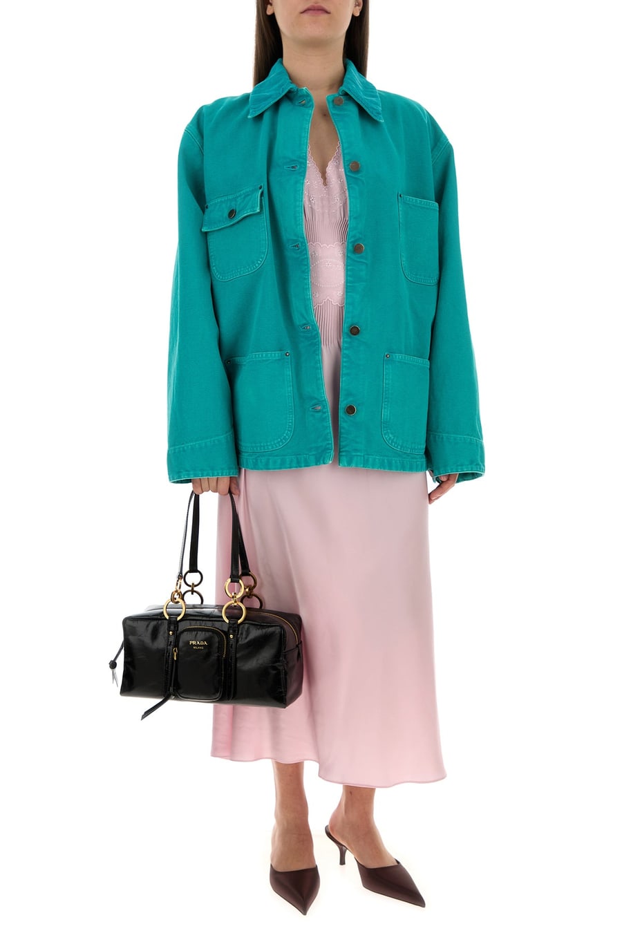 Prada Abito in raso rosa, view 6