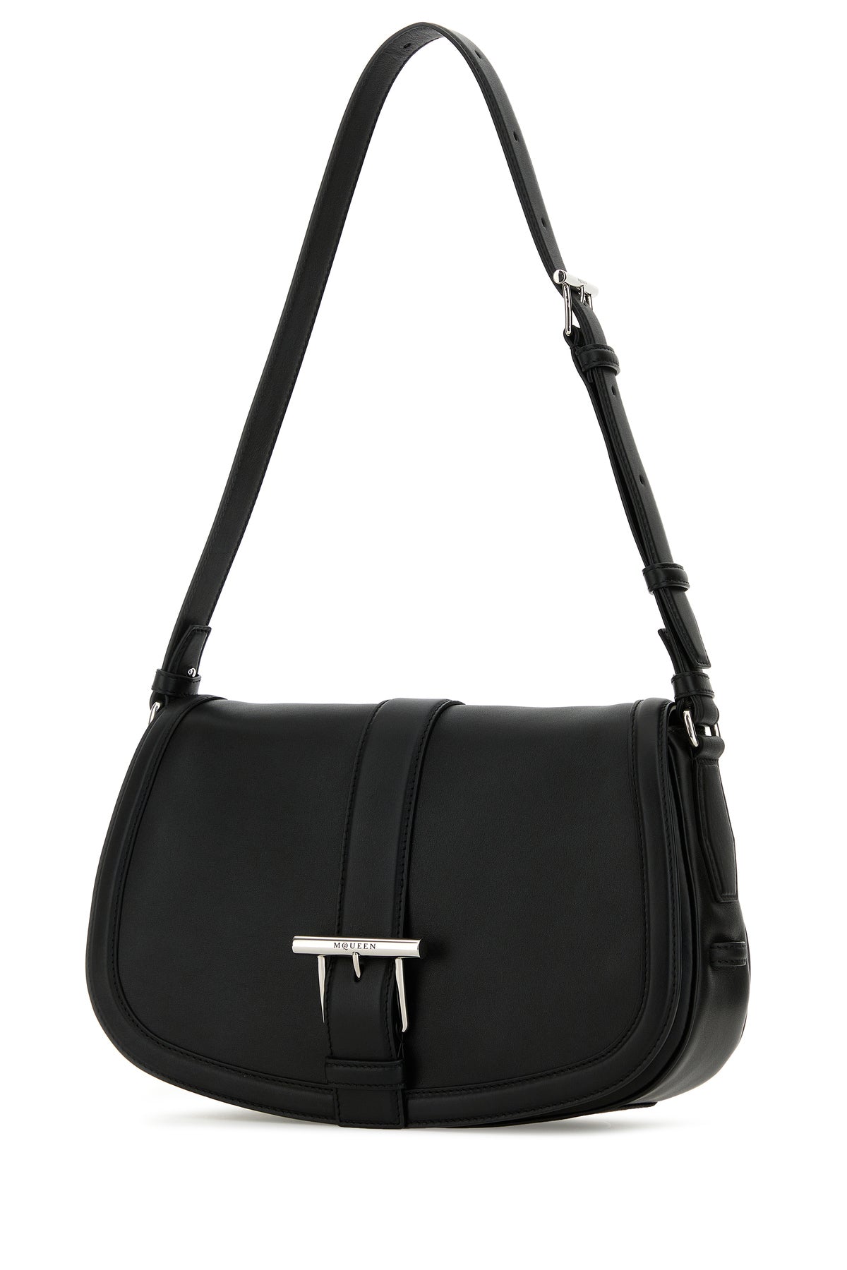 Alexander McQueen Borsa a tracolla Satchel grande in pelle nera, view 2