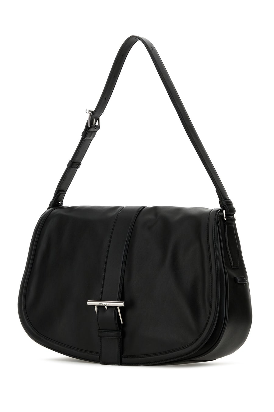 Alexander McQueen Borsa a spalla Satchel maxi in pelle nera, view 2