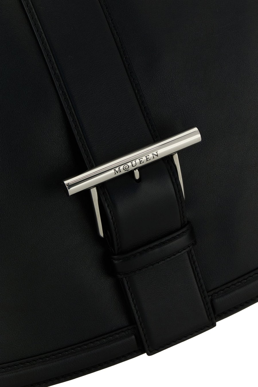 Alexander McQueen Borsa a spalla Satchel maxi in pelle nera, view 4