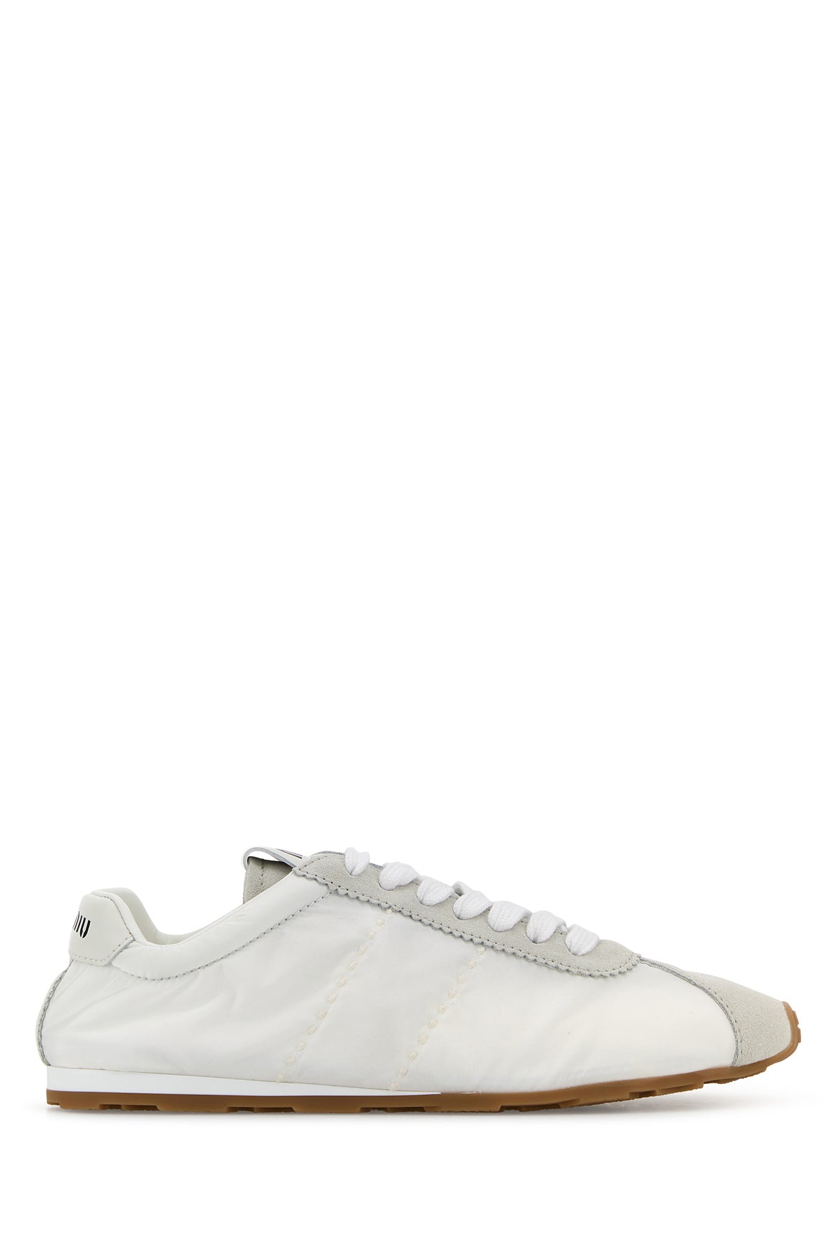 Miu Miu Sneakers bianche in tessuto e pelle scamosciata
