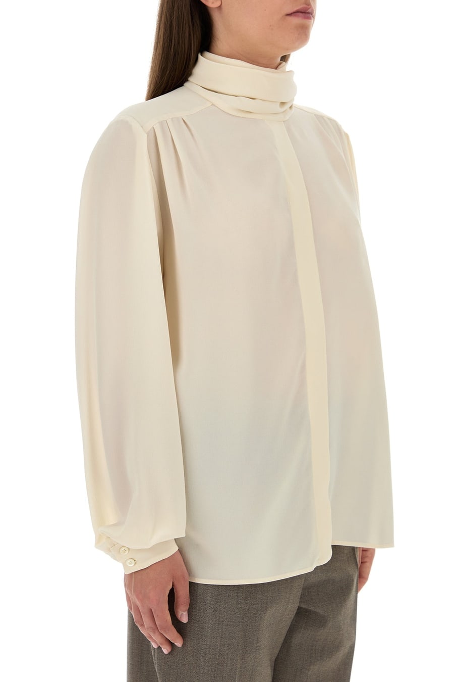 Prada Camicia in seta avorio, view 3