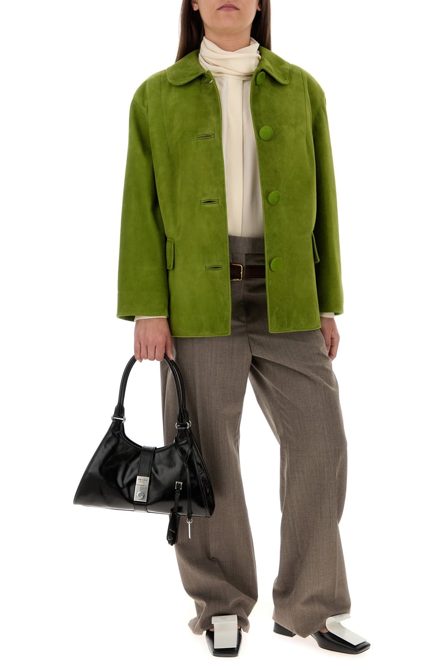 Prada Camicia in seta avorio, view 6