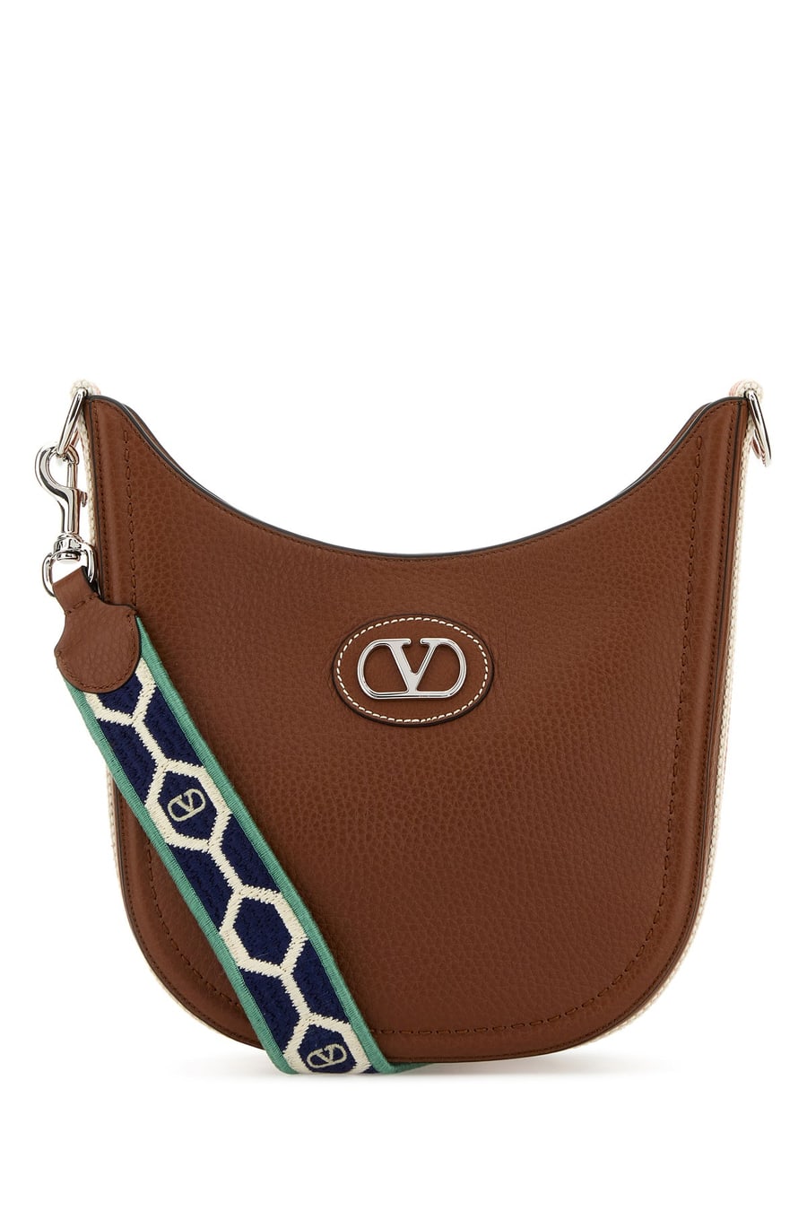 Valentino Garavani Borsa a spalla VLogo Signature in pelle caramello