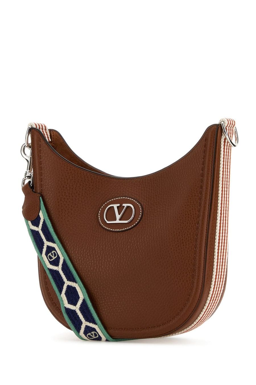 Valentino Garavani Borsa a spalla VLogo Signature in pelle caramello, view 2