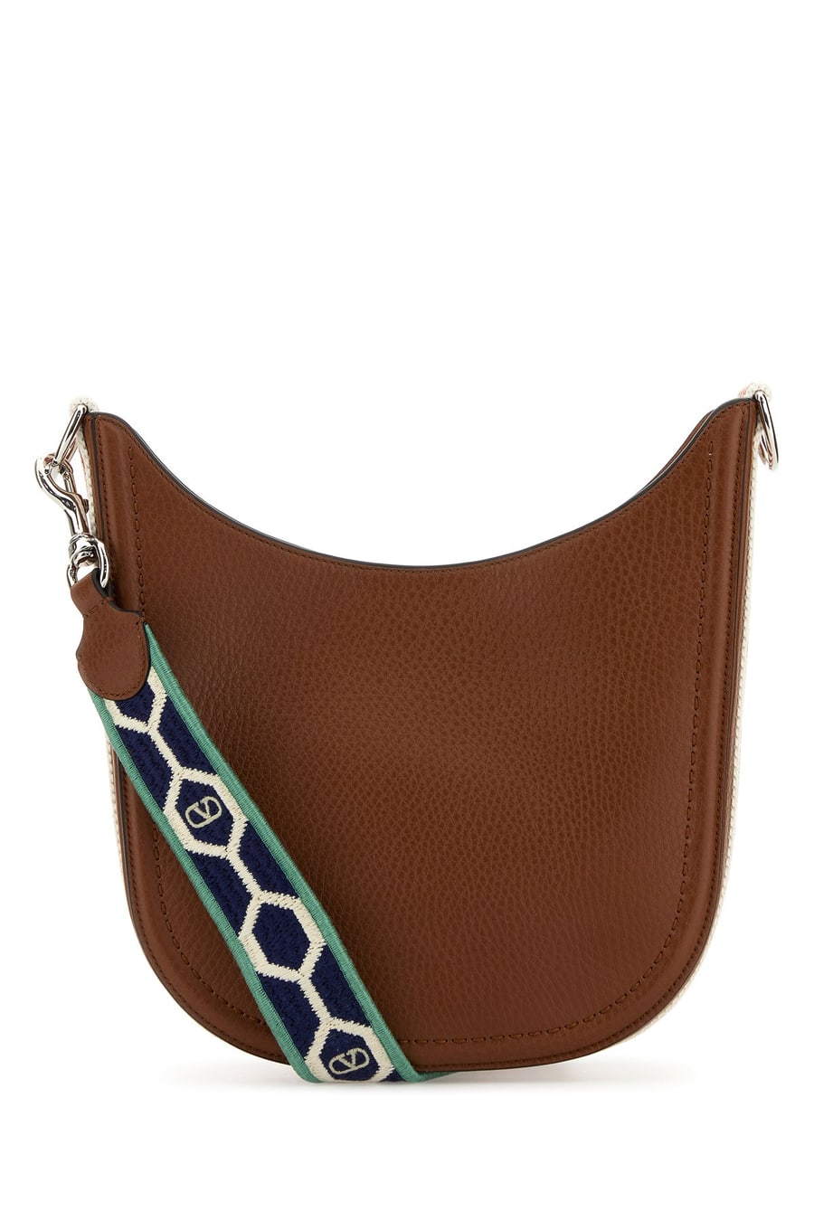 Valentino Garavani Borsa a spalla VLogo Signature in pelle caramello, view 3