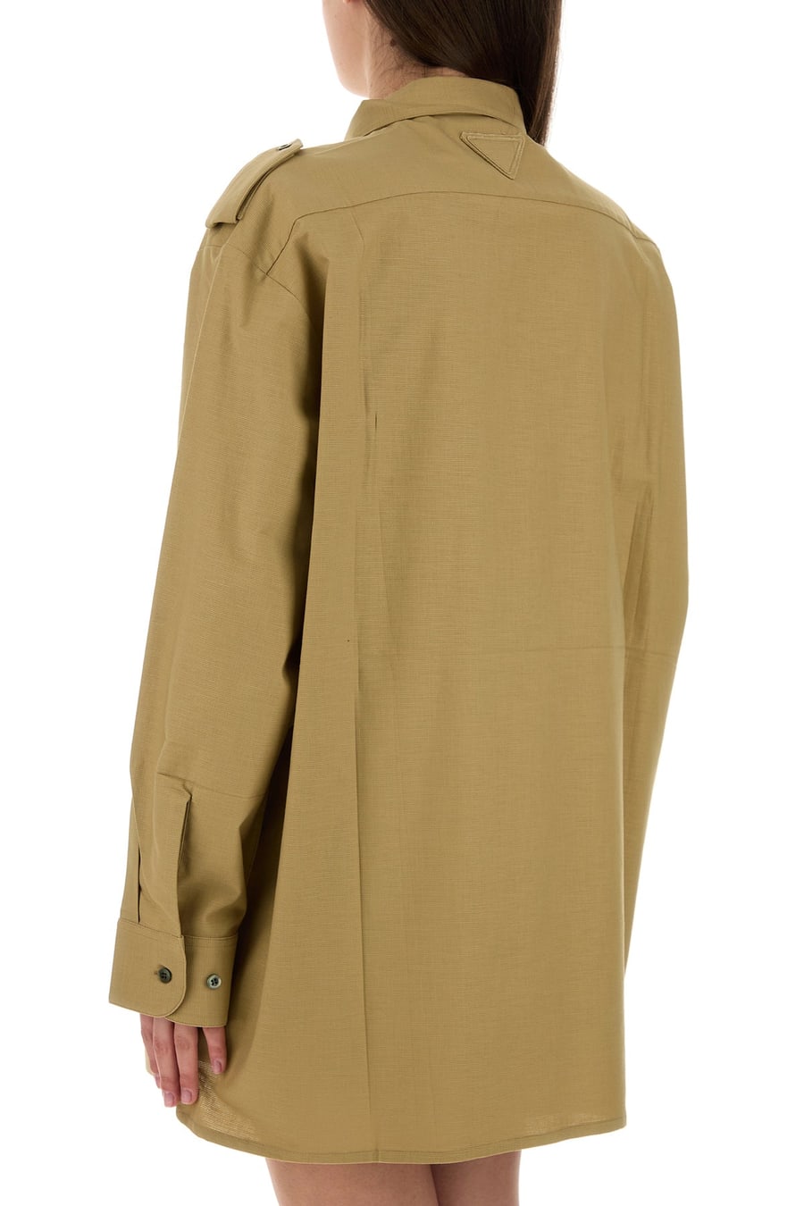 Prada Camicia oversize in cotone cammello, view 4