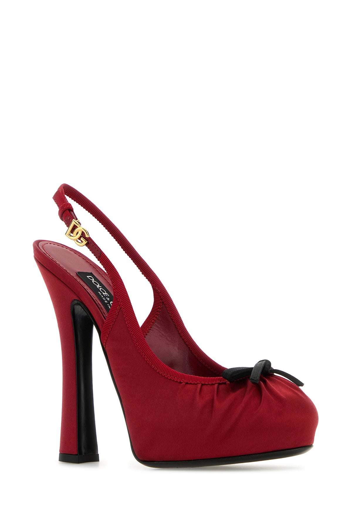 Dolce & Gabbana Scarpe con tacco in raso rosso, view 2