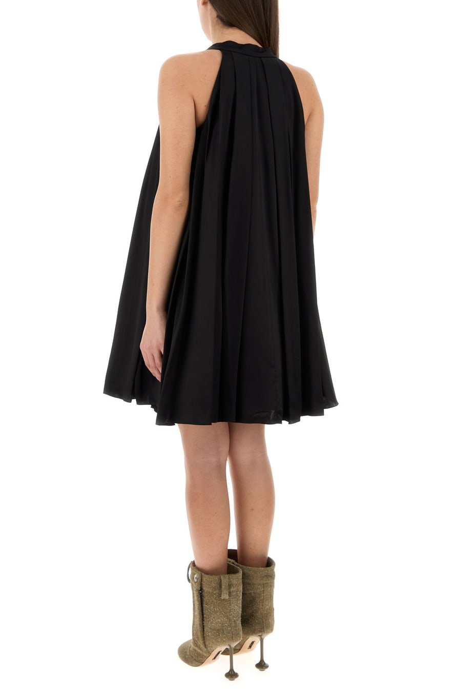 Loewe Mini abito in raso nero, view 4