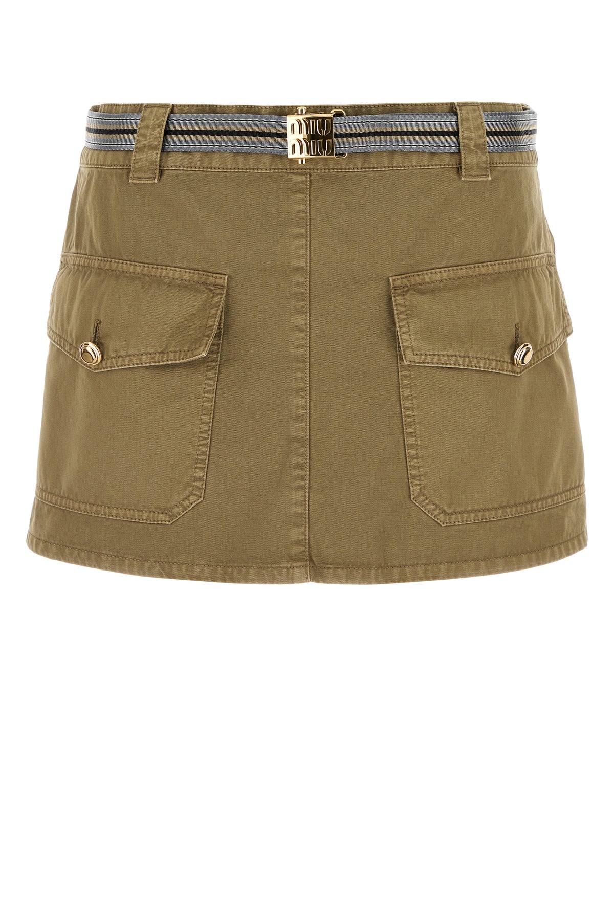 Miu Miu Minigonna in cotone verde militare