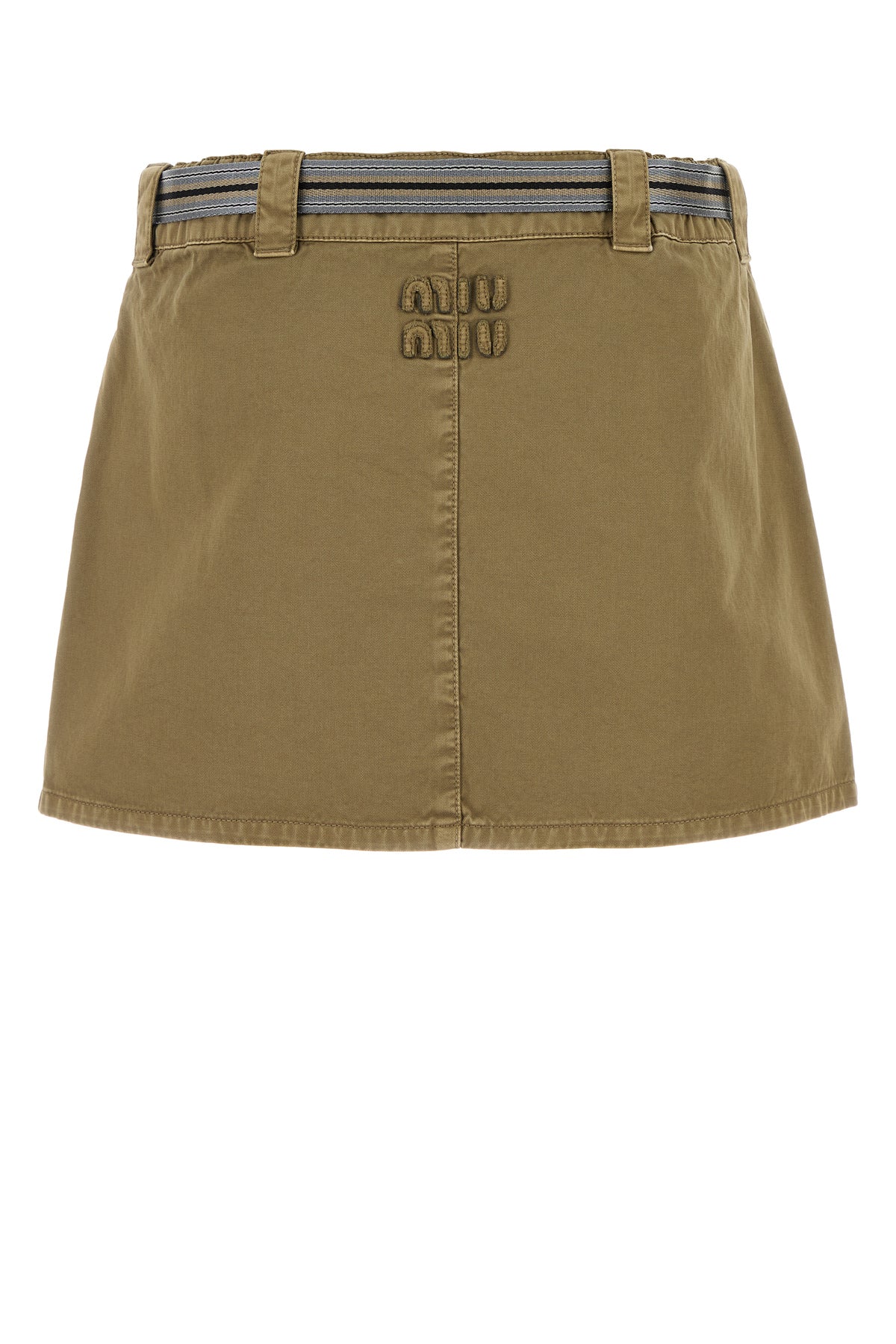 Miu Miu Minigonna in cotone verde militare, view 2