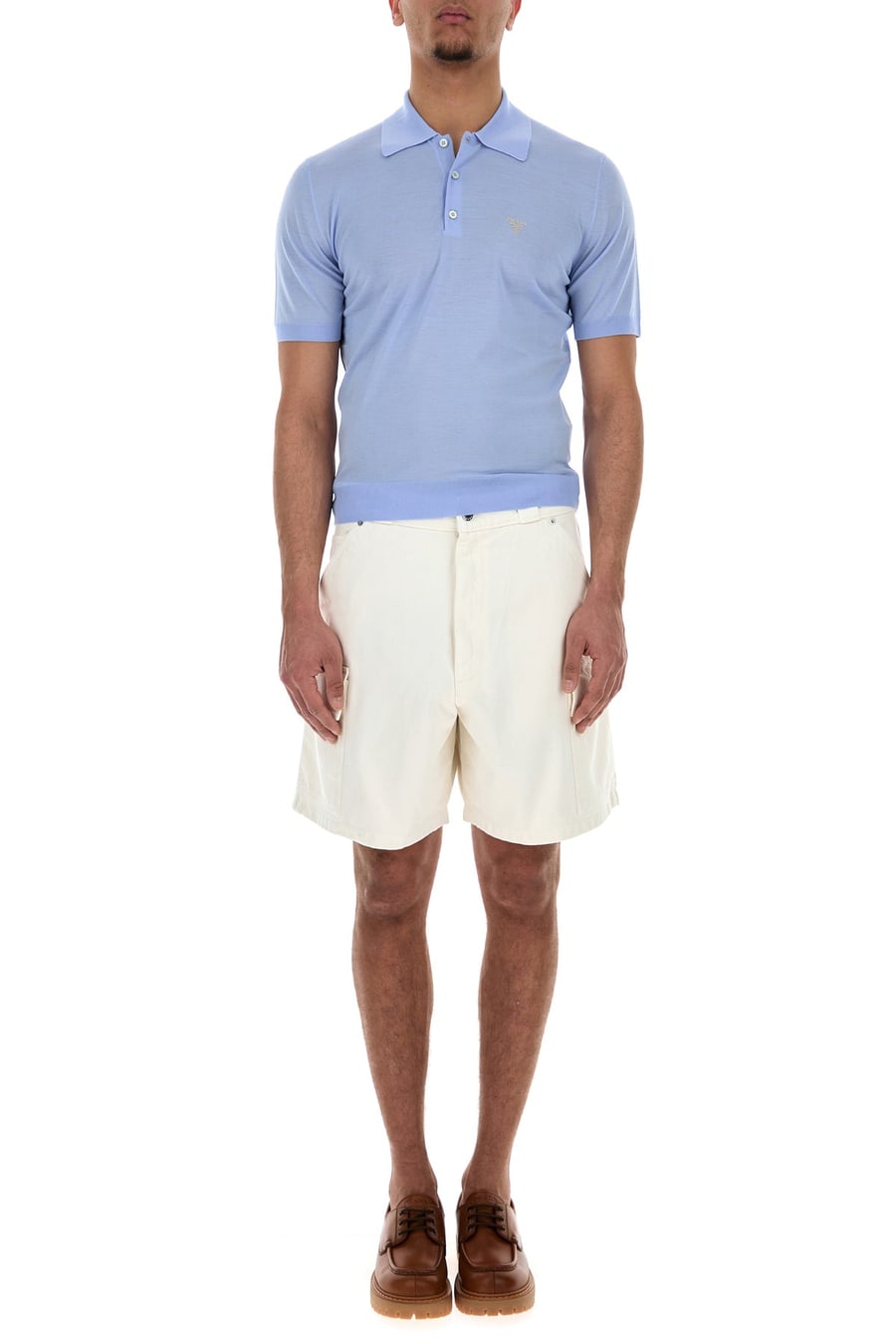 Prada Bermuda in denim bianco, view 6