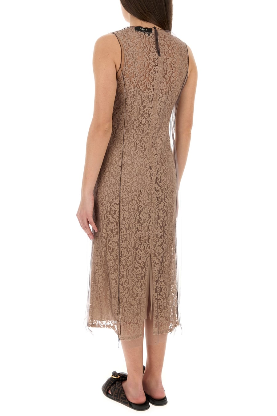 Fendi Abito in pizzo biscotto, view 4