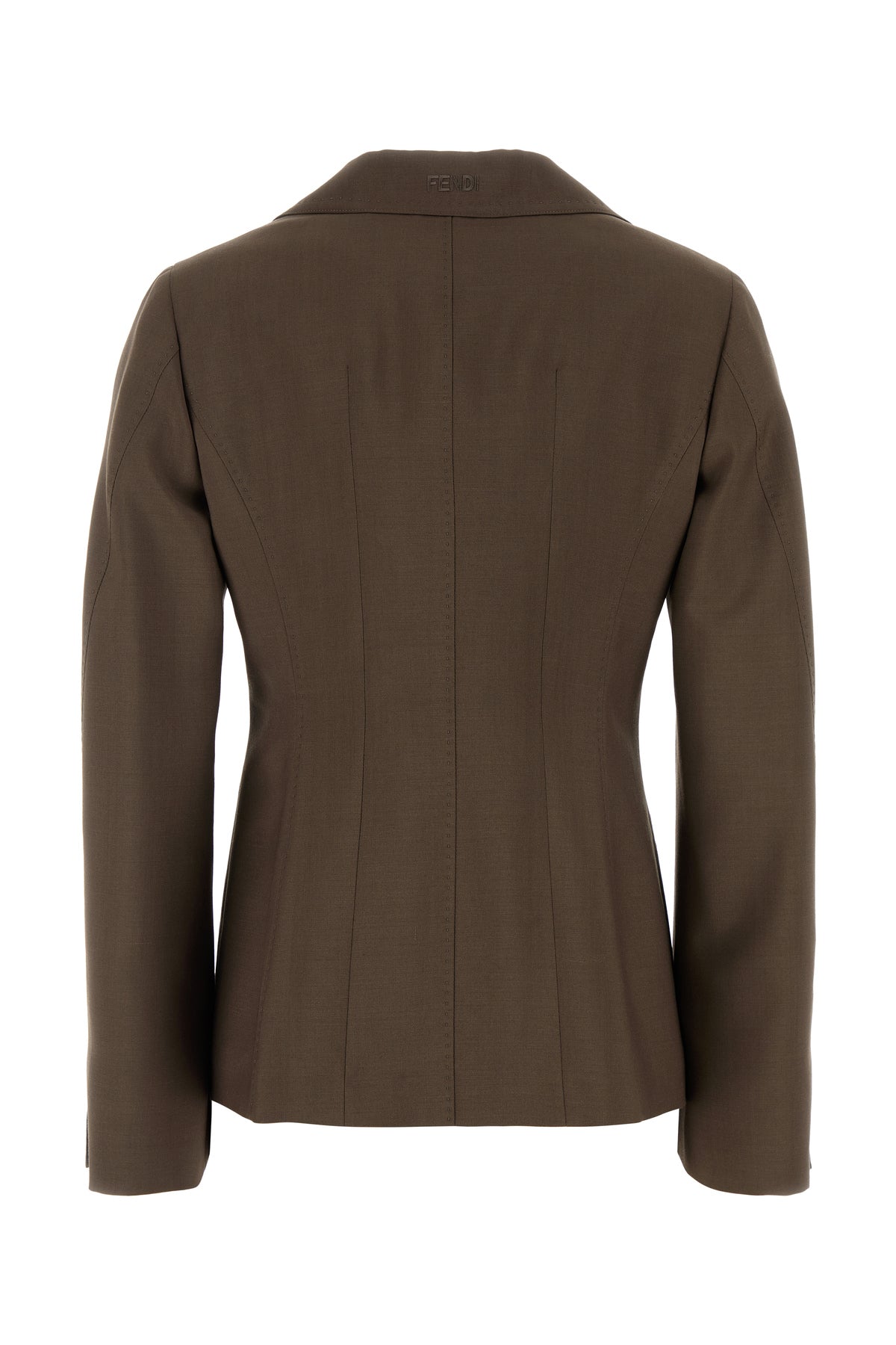 Fendi Giacca in misto lana fango, view 2