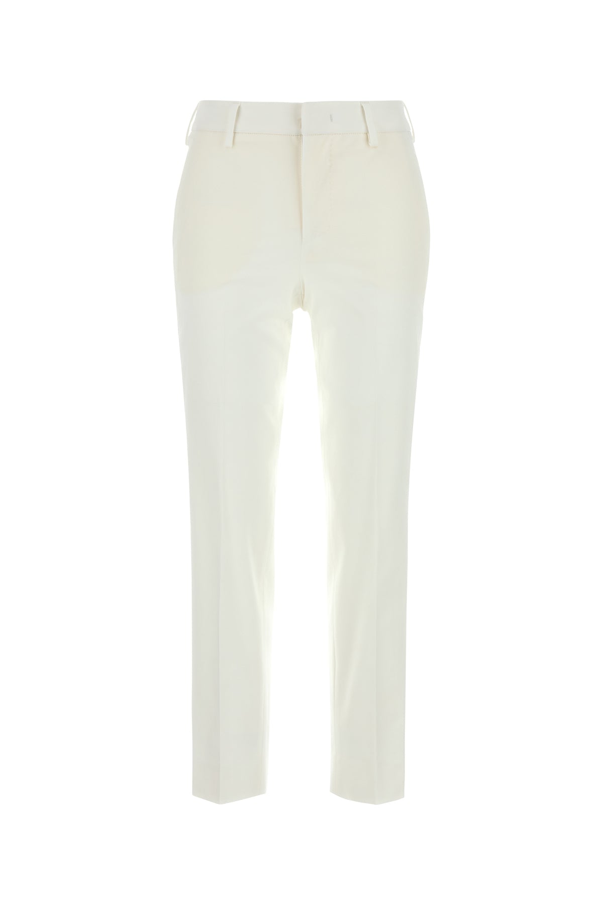 PT Torino Pantalone a sigaretta in cotone stretch bianco