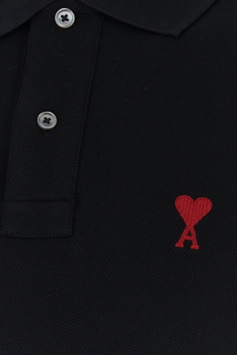 AMI Polo in piquet nero, view 3