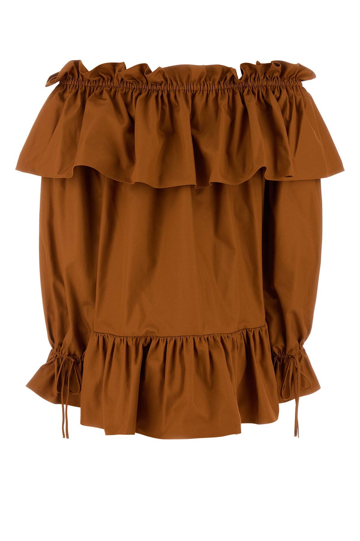 Saint Laurent Mini abito in twill caramello, view 2