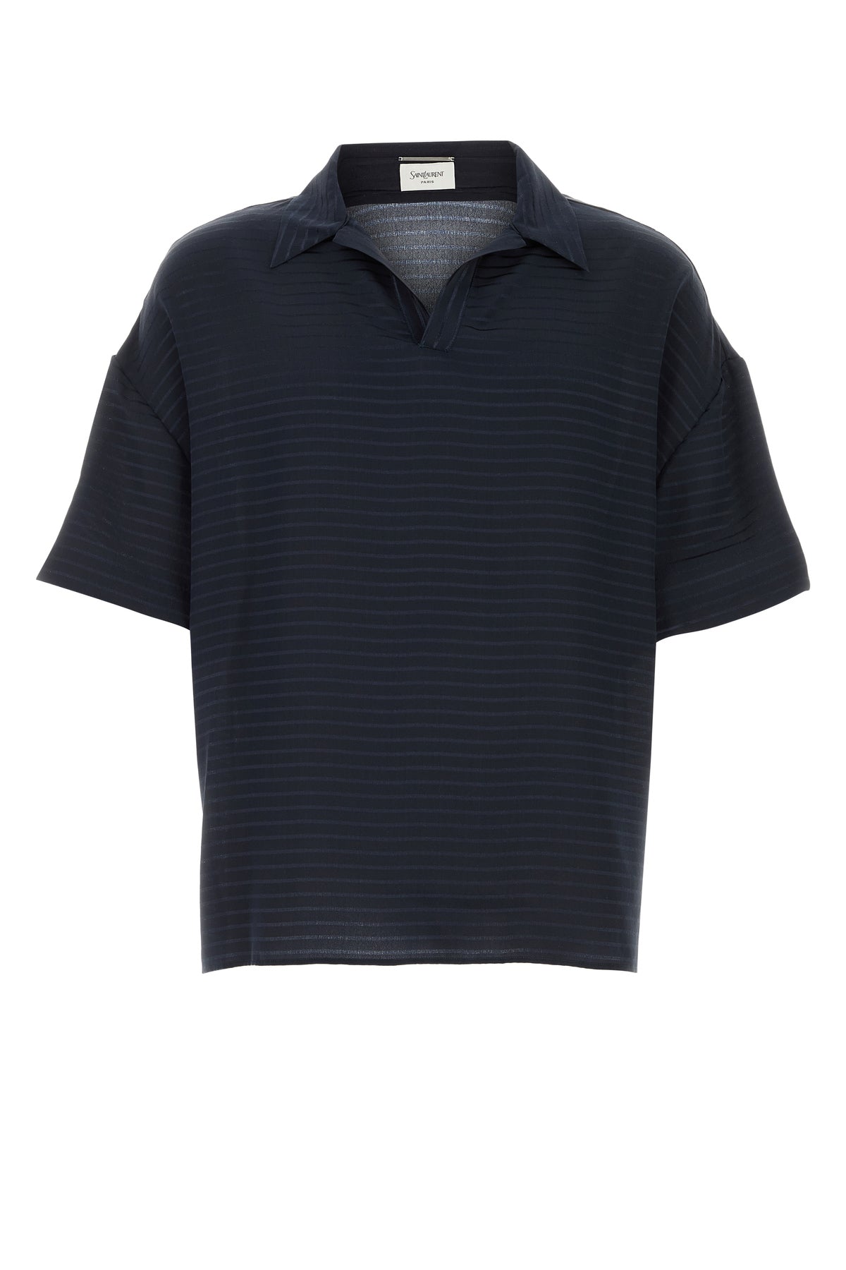 Saint Laurent Polo oversize in seta blu navy