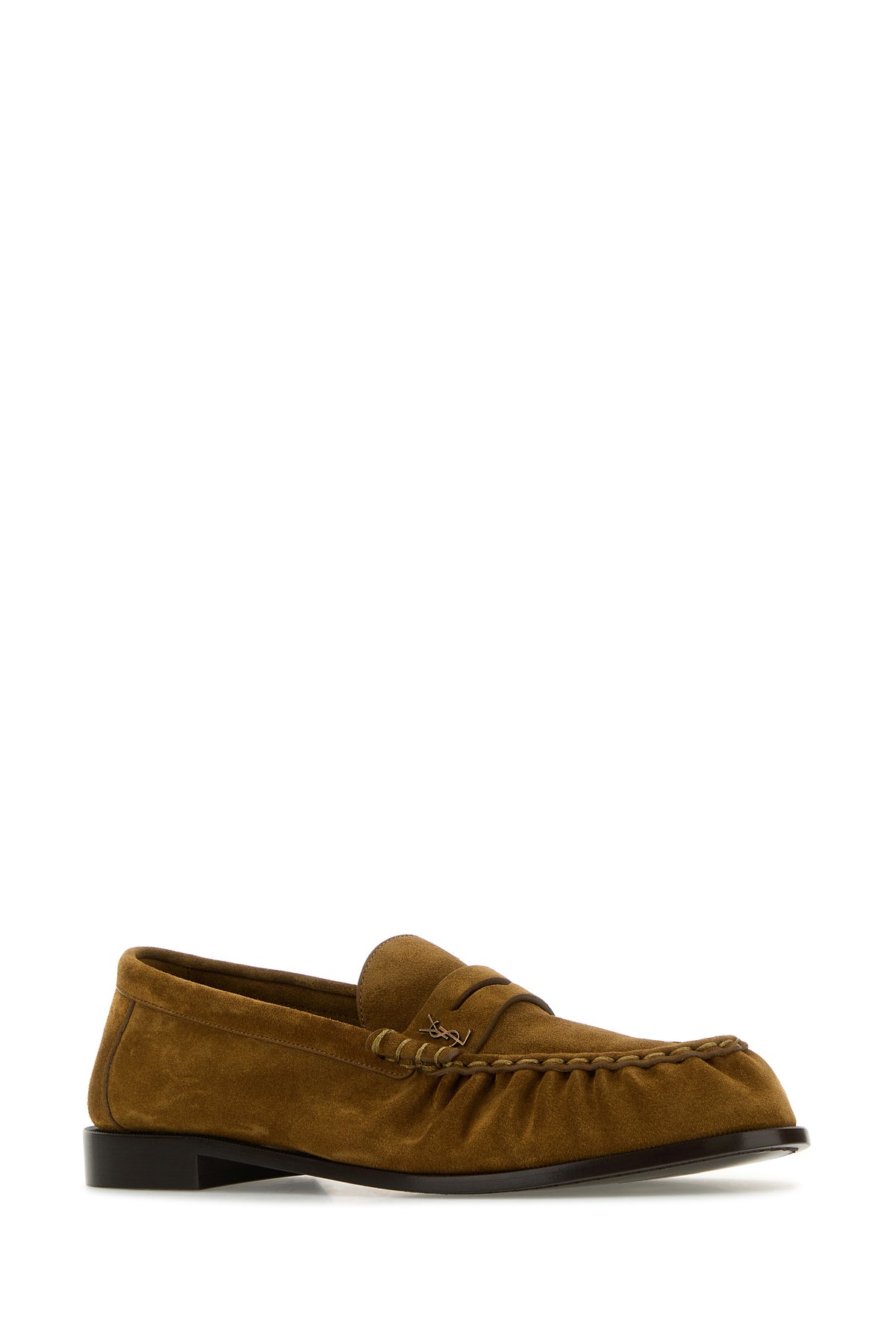Saint Laurent Mocassini Le Loafer in pelle scamosciata cammello, view 2