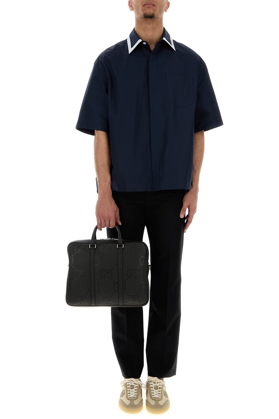 Gucci Pantalone in popeline nero, view 6