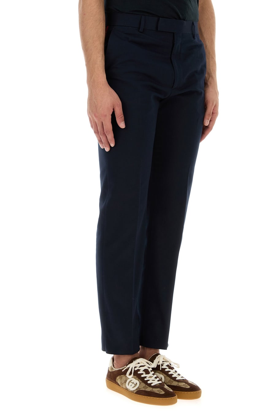 Gucci Pantalone in gabardine blu navy, view 3