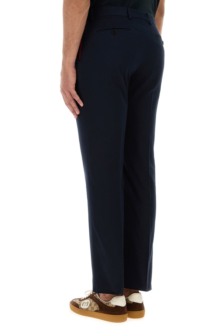 Gucci Pantalone in gabardine blu navy, view 4